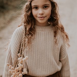 Naturalny sweter dziecięcy z bawełny premium portugalskiej marki Yuki w kolorze beżowym - MOON, 5-6 lat