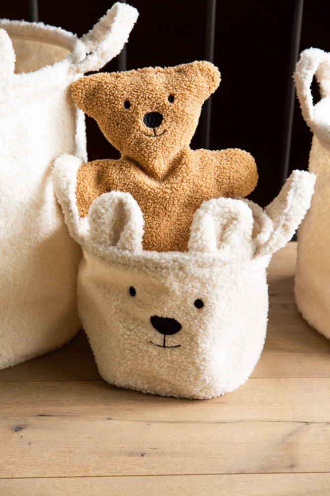 Childhome Pluszowy pojemnik na zabawki 25 x 20 x 20 cm Teddy bear Off white - obrazek 5