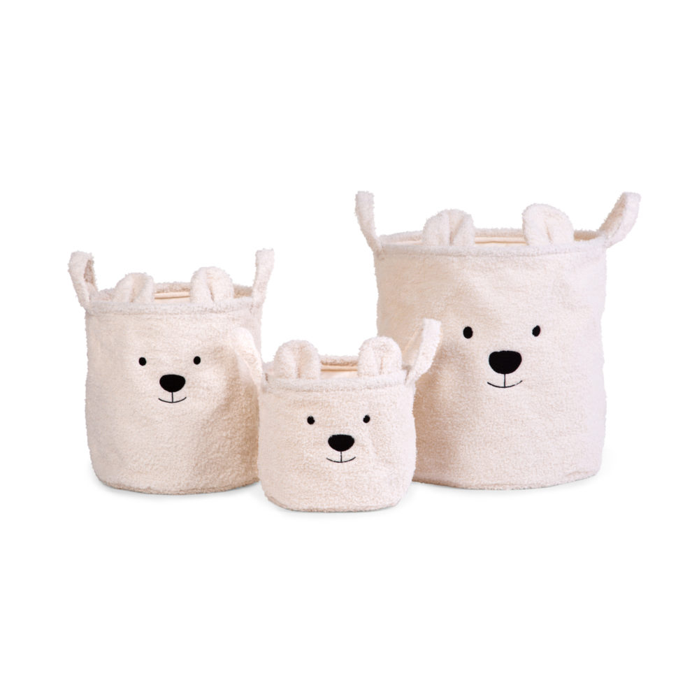 Childhome Pluszowy pojemnik na zabawki 30 x 30 x 30 cm Teddy bear Off white - obrazek 4