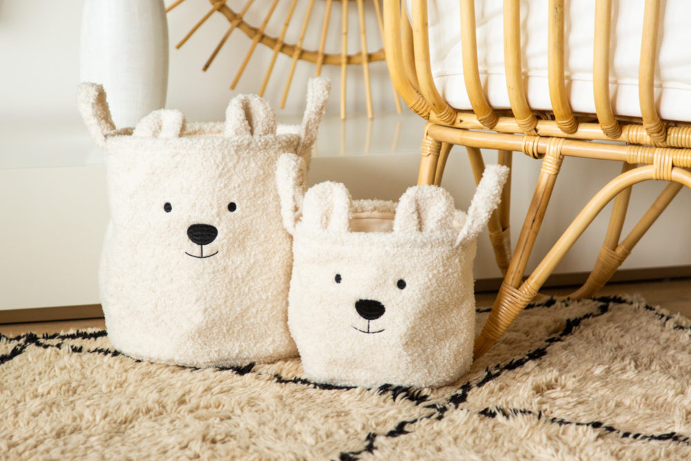 Childhome Pluszowy pojemnik na zabawki 30 x 30 x 30 cm Teddy bear Off white - obrazek 6