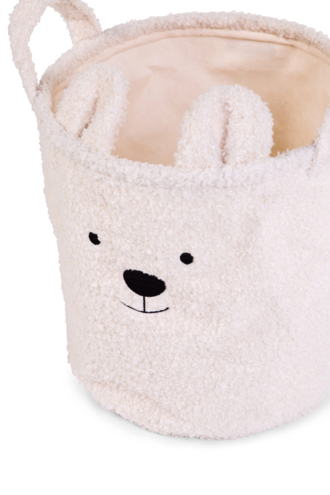 Childhome Pluszowy pojemnik na zabawki 40 x 40 x 40 cm Teddy bear Off white - obrazek 3