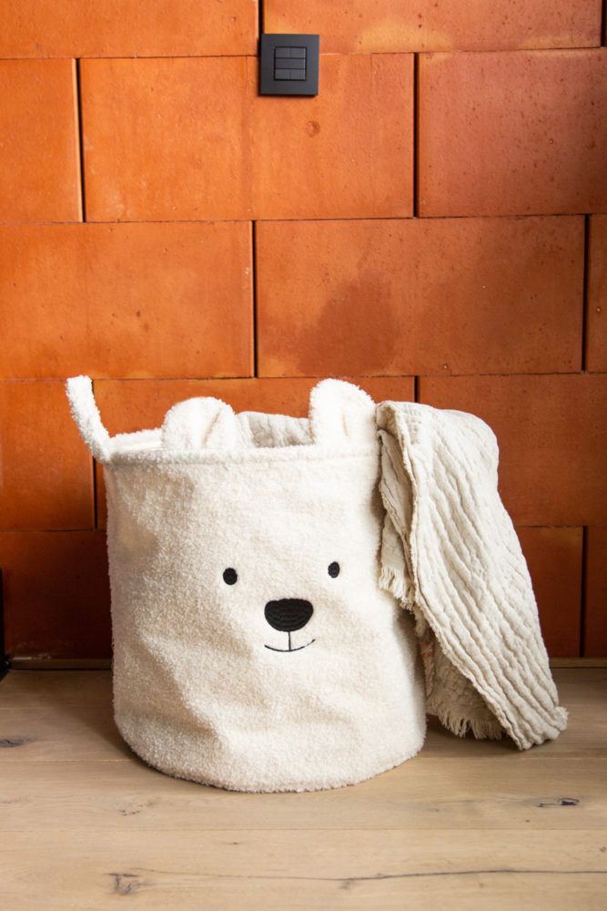 Childhome Pluszowy pojemnik na zabawki 40 x 40 x 40 cm Teddy bear Off white - obrazek 5