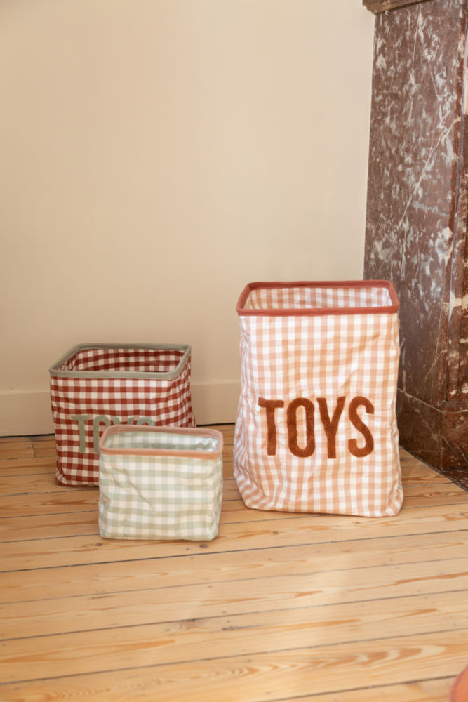 Childhome Pojemnik na zabawki 20 x 20 x 25 cm Vichy Sage Green - obrazek 5