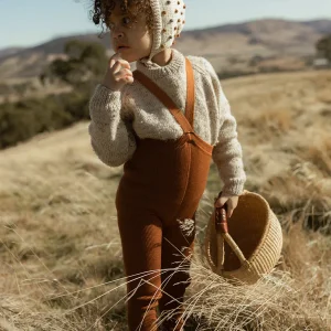 Ciepłe legginsy dziecięce retro z szelkami z wełny merino i bawełny - Wooly Ginger Footless