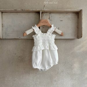 Lniany rampers dla niemowlaka w kolorze białym 62-92 cm, 100% len/ ETTE od Monbebe