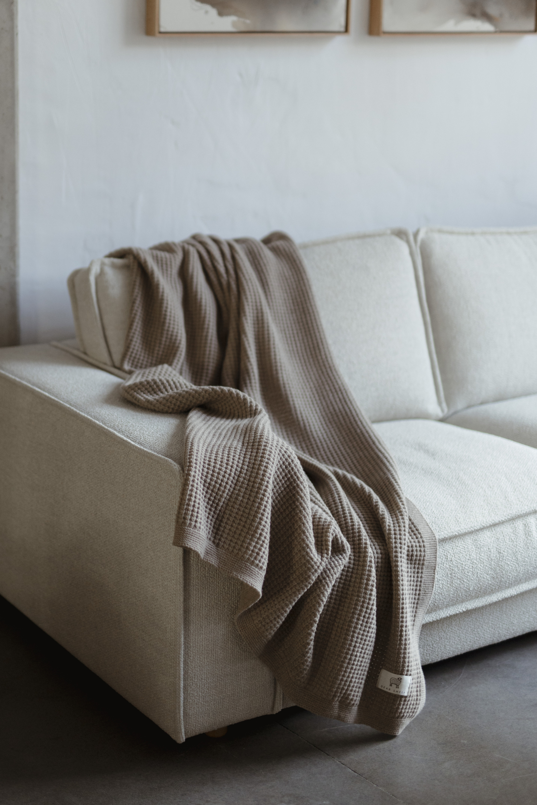 Naturalny koc Lara ,100% wełna merino, Waffle 130x 170 cm/ Woolmark - obrazek 2