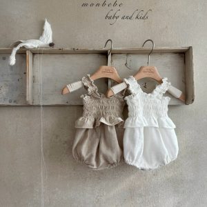 Lniany rampers dla niemowlaka w kolorze beżowym 62-92 cm, 100% len/ ETTE od Monbebe