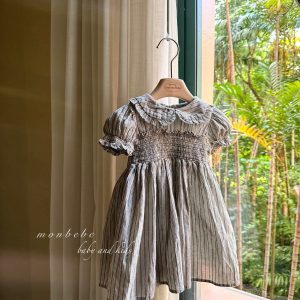 Dziewczęca sukienka w czarny prążek MILK  80-122 cm/ Monbebe, 100% cotton