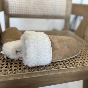 Damskie rękawiczki wełniano welurowe z jednym palcem Furry w kolorze brązowym/ kamelowym