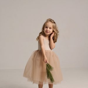 Tiulowa sukienka Tutu dla dziewczynki marki Monbebe- brudny róż, rozmiar 1-2 lata