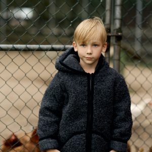 Czarna kurtka dla chłopca/ dziewczynki Teddy 100% wełny merynosa , 1-8 lat/ Black