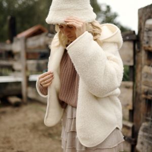Kapelusz wełniany Teddy Bucket dla dzieci i dorosłych, 100% merino wool/ Natural