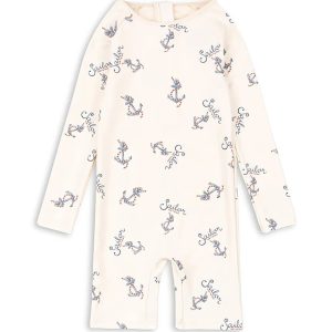 Jednoczęściowy, kremowy strój / kombinezon UV do pływania dla chłopca 9 miesięcy - 4 lata, Konges Slojd, Aster Onesie GRS