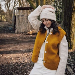 Naturalna, wełniana czapka damska Beanie Loop w kolorze beżowym