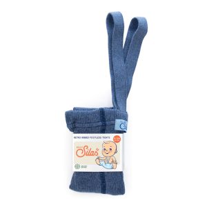 Legginsy dziecięce z bawełny organicznej z szelkami w stylu retro - Steel Blue Blend/ Silly Silas