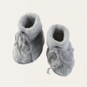 Buciki/ bambosze niemowlęce 0-12 miesięcy z wełny merino w kolorze szarym- Engel Natur/ light grey