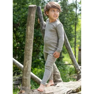 Szara koszulka longsleeve ( bielizna termo) dziecko 104-152- wełna merino + jedwab od Engel Natur/ light grey