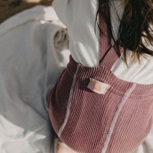 Różowe legginsy dziecięce z szelkami w stylu retro FOOTLESS- 100% bawełna organiczna- Silly Silas/ Acai Smoothie