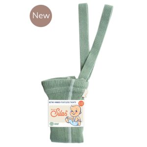 Legginsy dziecięce z bawełny organicznej w kolorze pastelowej zieleni- Silly Silas/ Matcha Oat Latte