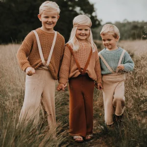 Dzianinowe spodnie dla dziecka 1-6 lat typu culotte z bawełny organicznej w kolorze brązowym - RUST