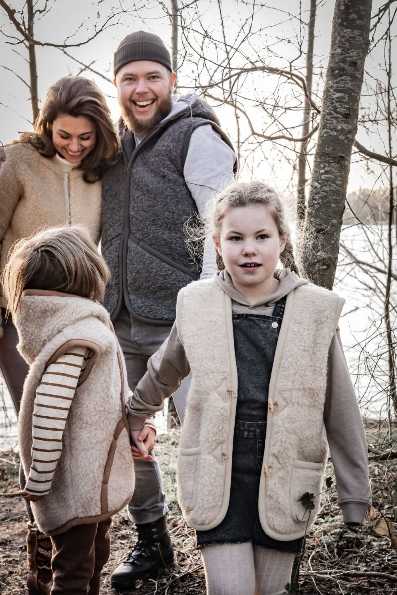 Kamizelka wełniana z kapturem - BEŻ - obrazek 2