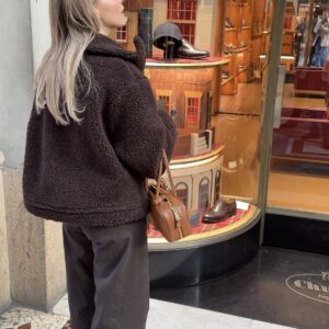 Ciepła kurtka "Milan" z wełny merino 100% dla kobiet- Czekoladowy brąz