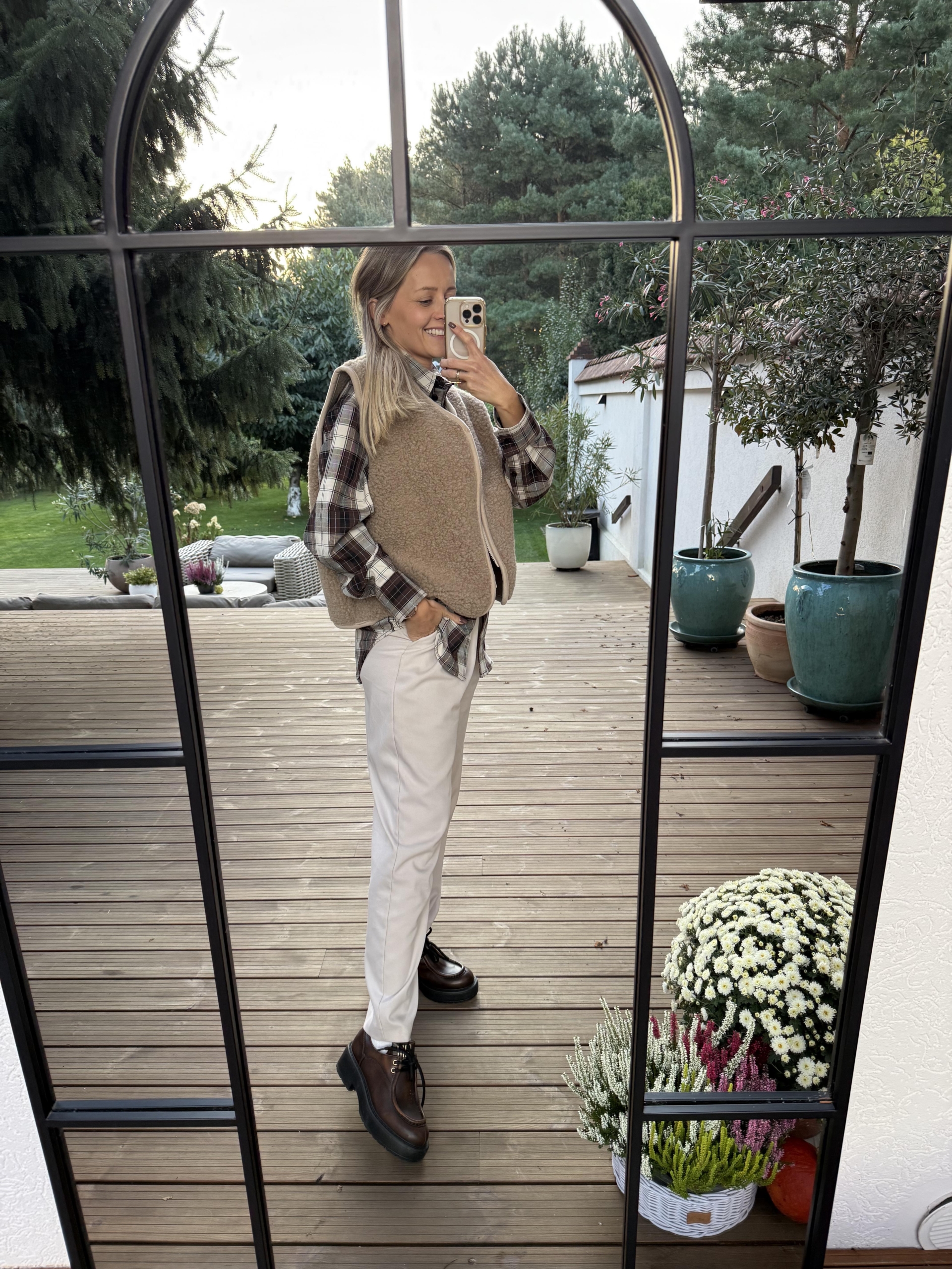Beżowa, rozpinana kamizelka damska oversize 100% wełna MERINO, rozmiary S-XL, beż - obrazek 3