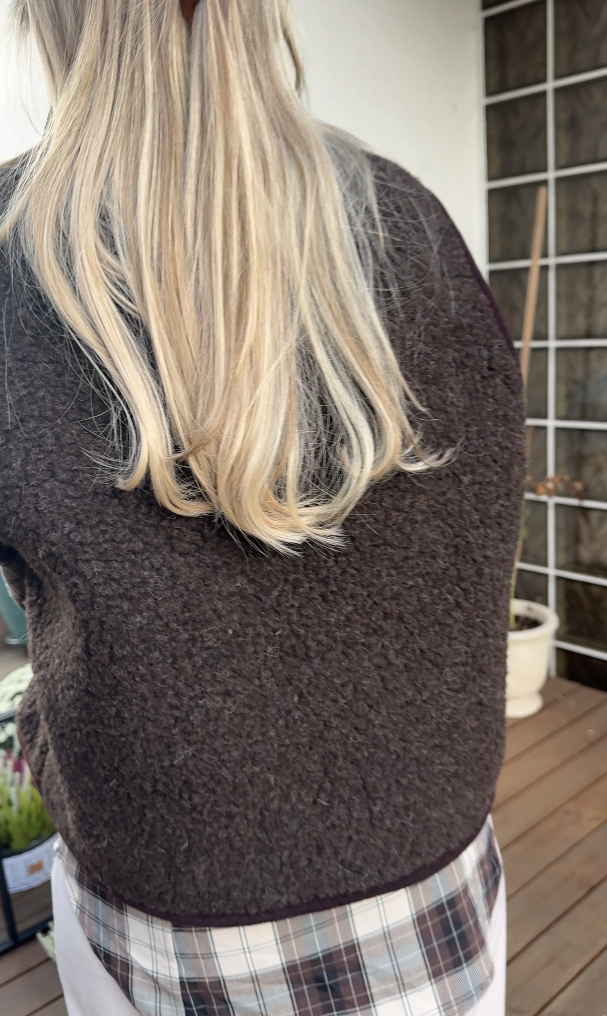 Brązowa, rozpinana kamizelka damska oversize 100% wełna MERINO, rozmiary S-XL, Czekoladowy brąz - obrazek 7