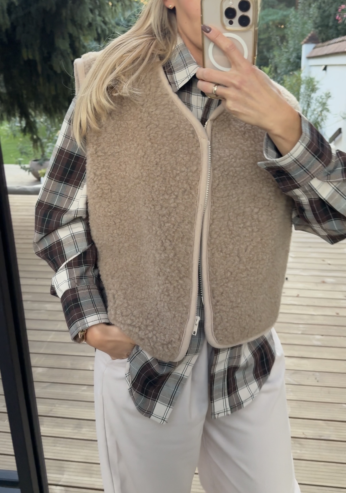Beżowa, rozpinana kamizelka damska oversize 100% wełna MERINO, rozmiary S-XL, beż