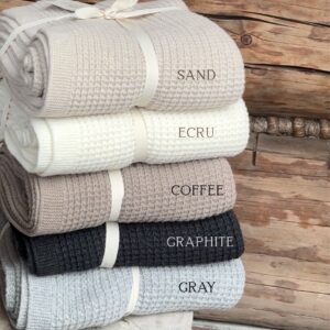 Naturalny koc Lara ,100% wełna merino, Waffle 130x 170 cm/ Woolmark