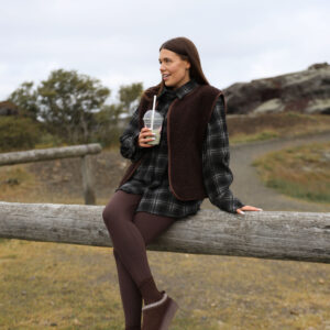 Wełniana kamizelka damska na zamek "MOVE", 100% MERINO, w kolorze Chocolate / Brąz XS-XL