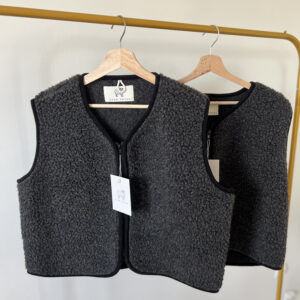 Czarna, rozpinana kamizelka damska oversize 100% wełna MERINO, rozmiary S-XL, black