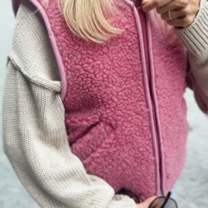 Wełniana kamizelka damska na zamek "MOVE", 100% MERINO, w kolorze Candy / róż XS-XL
