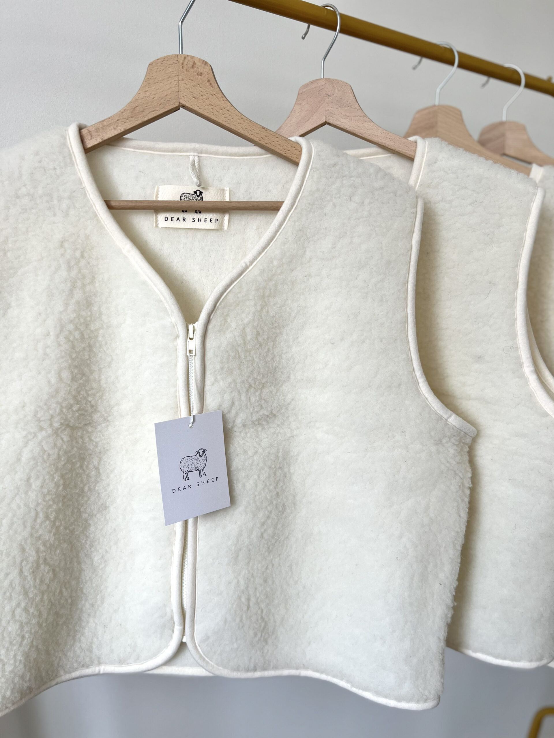 Kremowa, rozpinana kamizelka damska oversize 100% wełna MERINO, rozmiary S-XL, creamy - obrazek 3