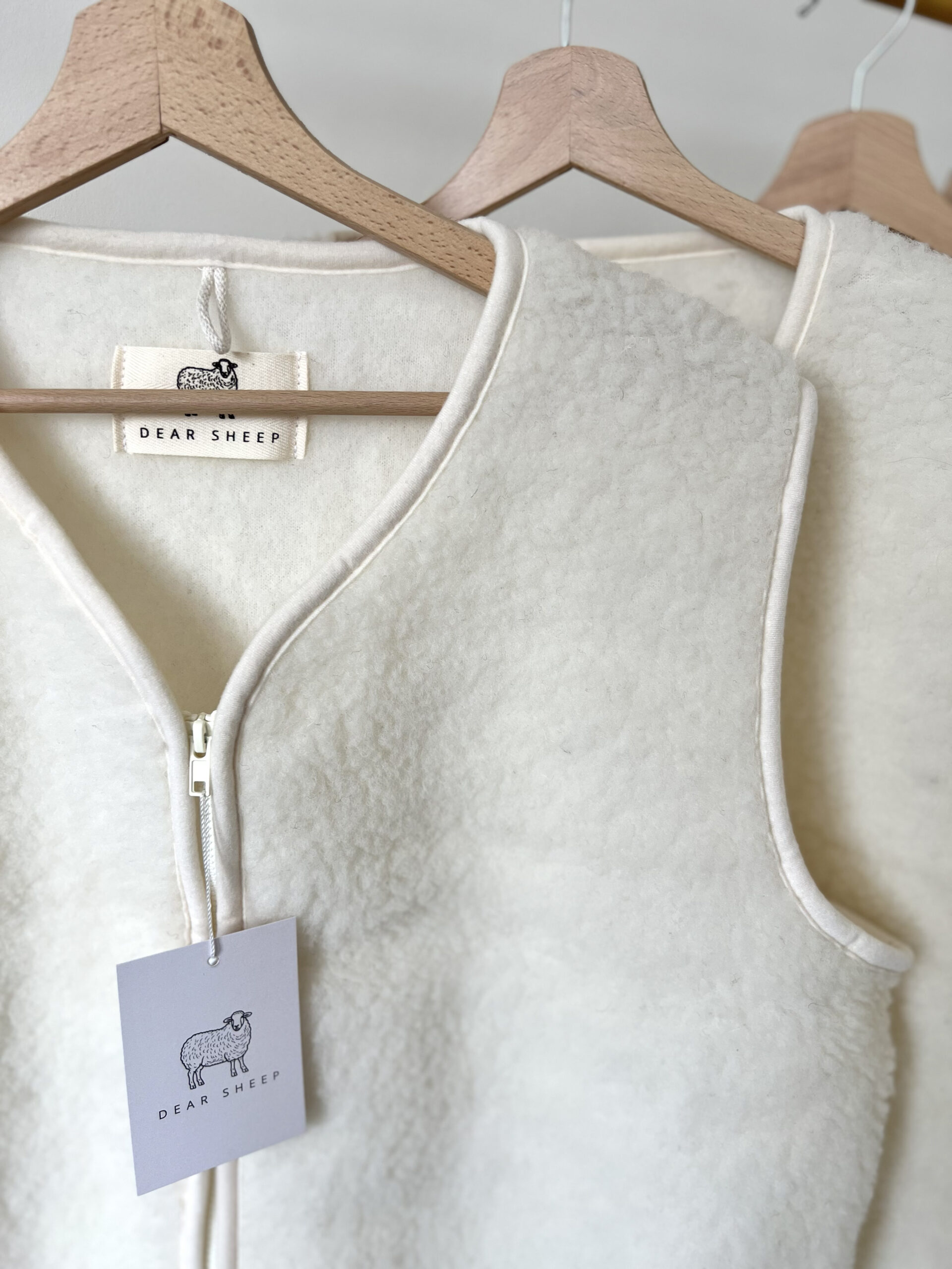 Kremowa, rozpinana kamizelka damska oversize 100% wełna MERINO, rozmiary S-XL, creamy - obrazek 4