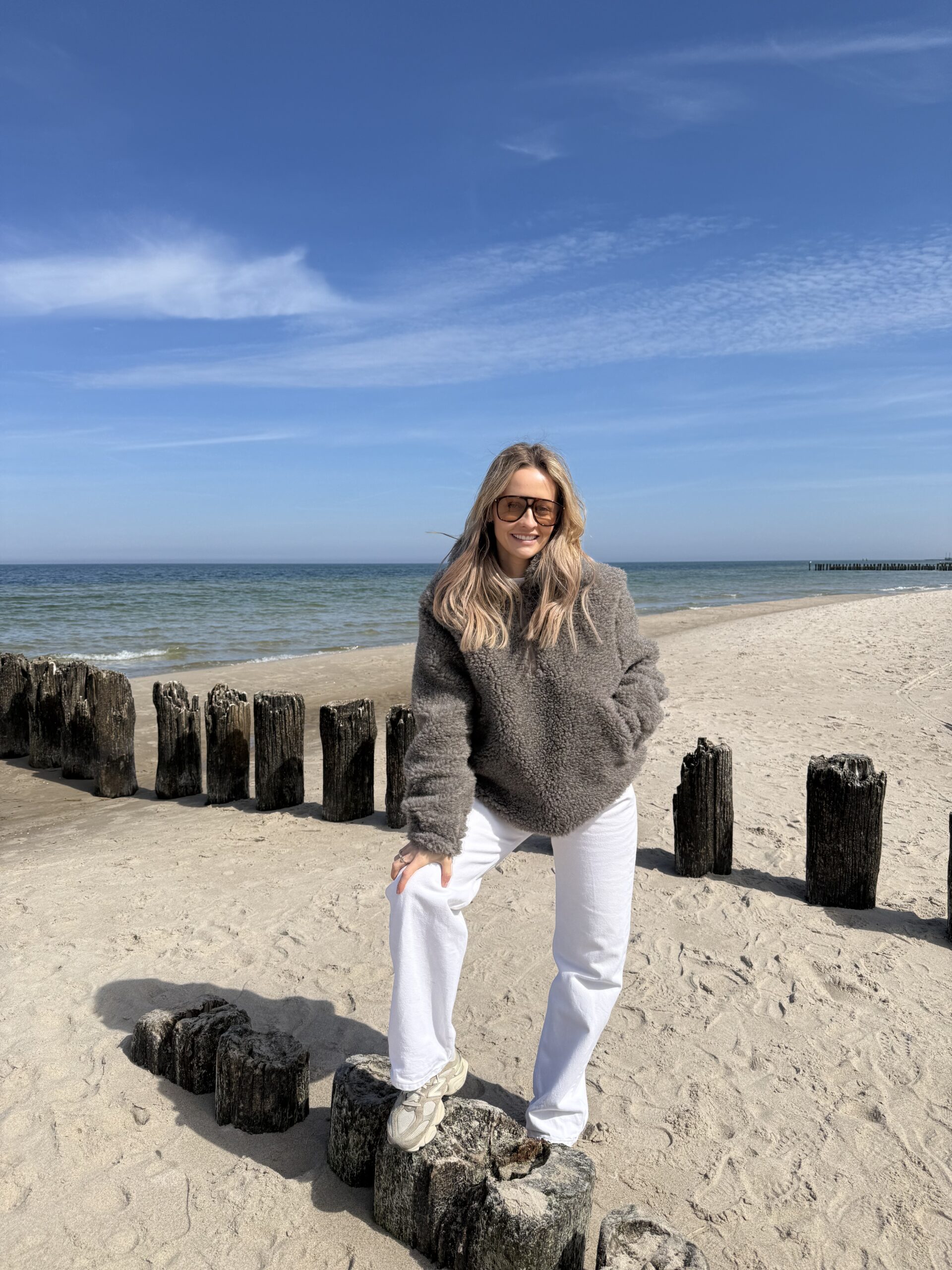 Damska bluza / polar wełniany MERINO 100% ,, Sprint", kolor Taupe - obrazek 2