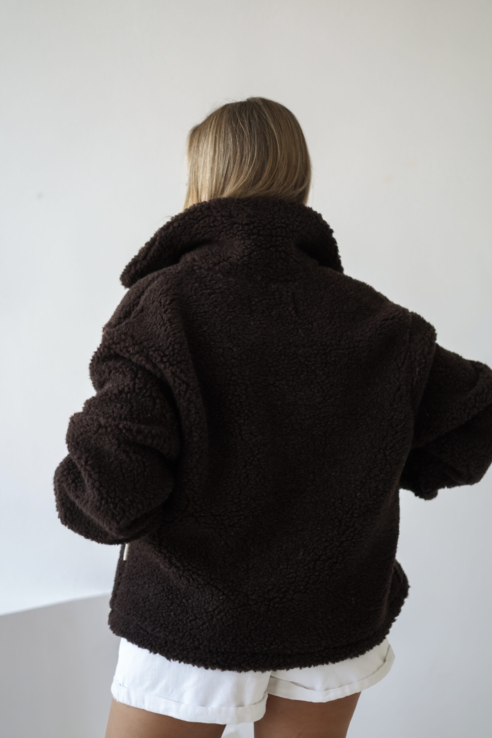 Bluza / kurtka damska ,,New York” zapinana na zamek, 100% MERINO, kolor Chocolate / Brąz - obrazek 4