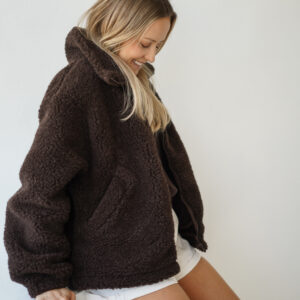 Bluza / kurtka damska ,,New York” zapinana na zamek, 100% MERINO, kolor Chocolate / Brąz