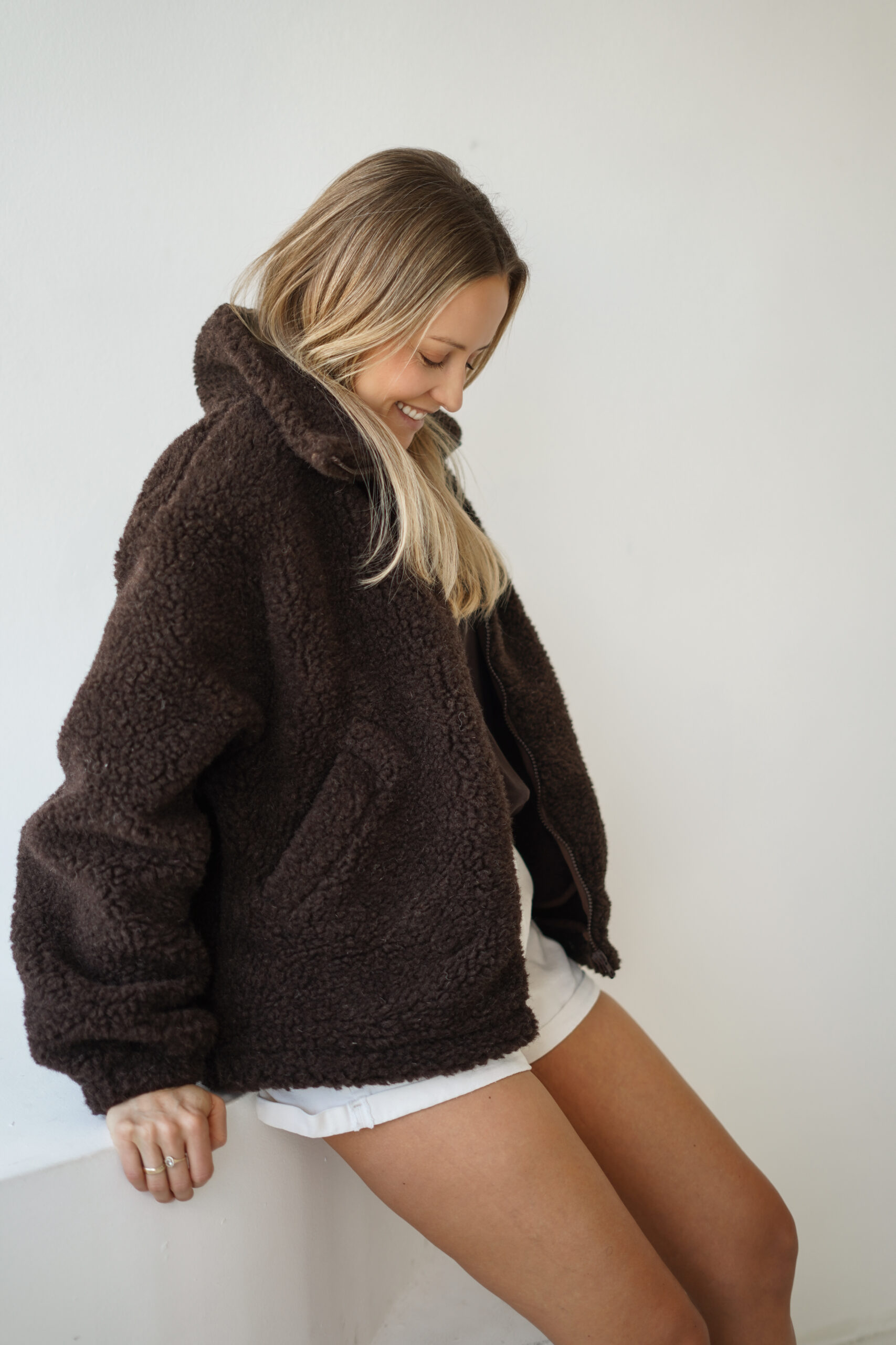 Bluza / kurtka damska ,,New York” zapinana na zamek, 100% MERINO, kolor Chocolate / Brąz
